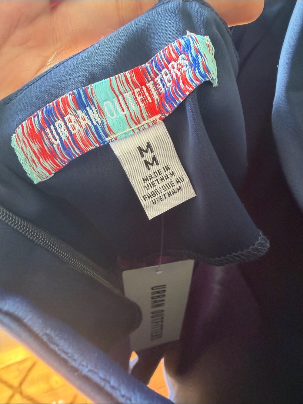 NWT Urban Outfitters Mallory Cowl Slip Mini Dress Navy Size M - Picture 4 of 5